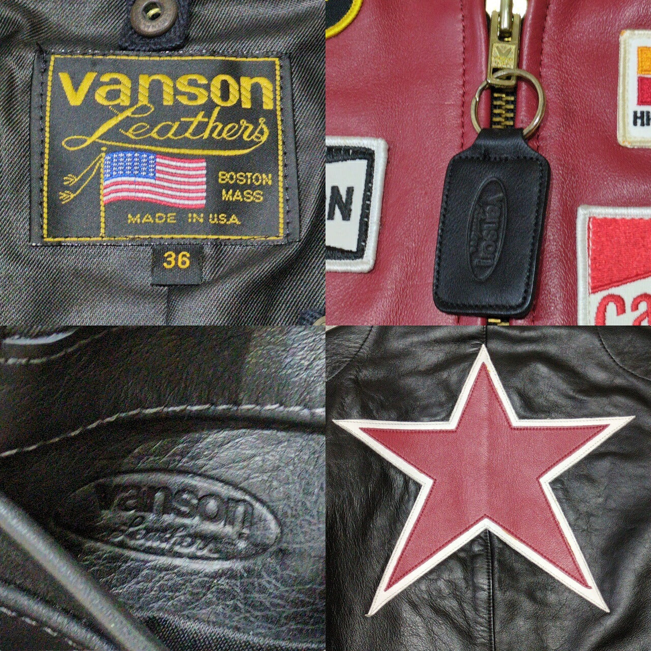 VANSON Star Leather Biker Jacket Size S