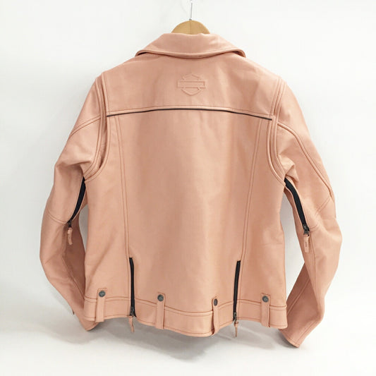 HARLEY DAVIDSON Pink Double Rider Leather Jacket Size L