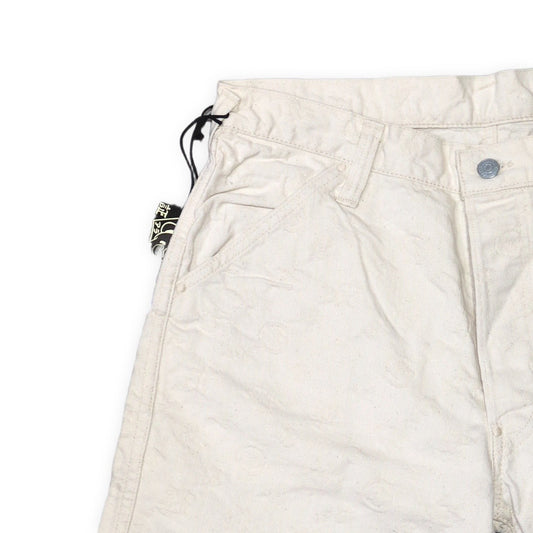 EVISU Monogram Jacquard White Shorts Size 34