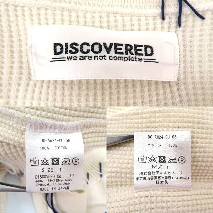 DISCOVERED LOOPING Waffle Long Sleeve T-Shirt Ivory Size 1