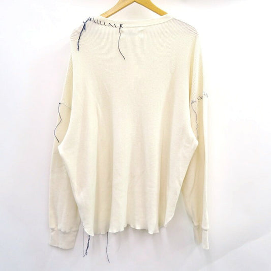 DISCOVERED LOOPING Waffle Long Sleeve T-Shirt Ivory Size 1