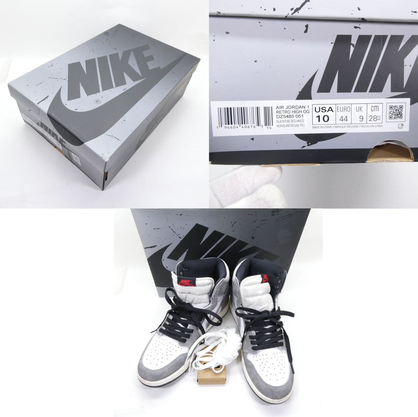 NIKE AIR JORDAN 1 Retro High OG Gray White Sneakers Multi