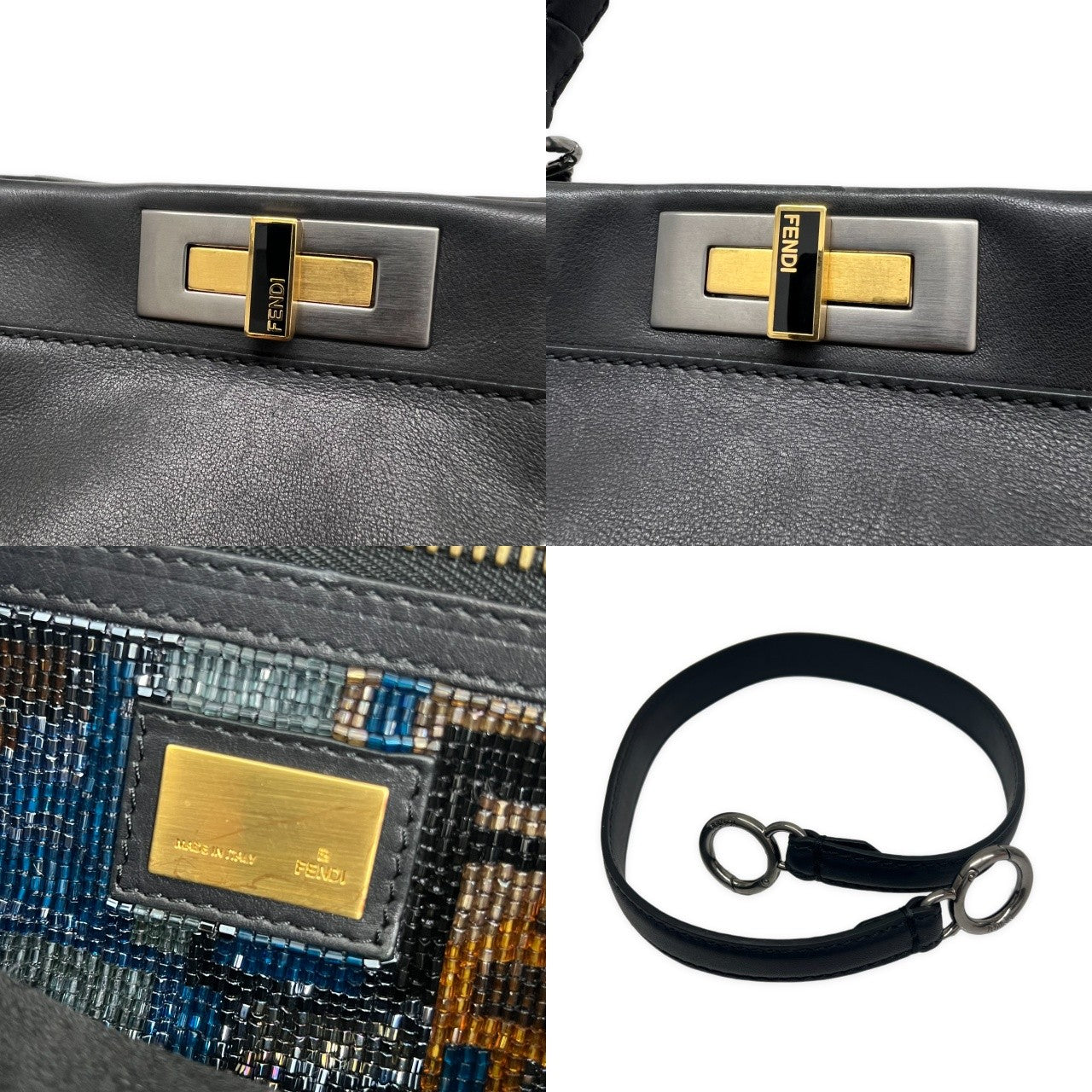 FENDI Peekaboo Large Beaded ZUCCA Handbag Size ONE SIZE