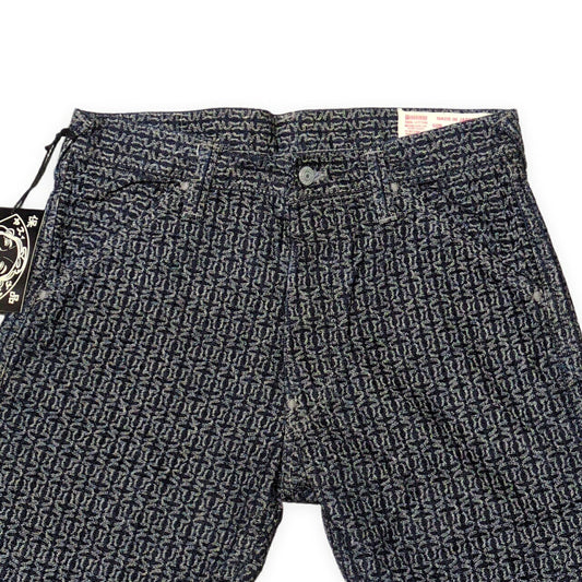 EVISU 7550 All-Over Jacquard Cotton Shorts Blue Size 32
