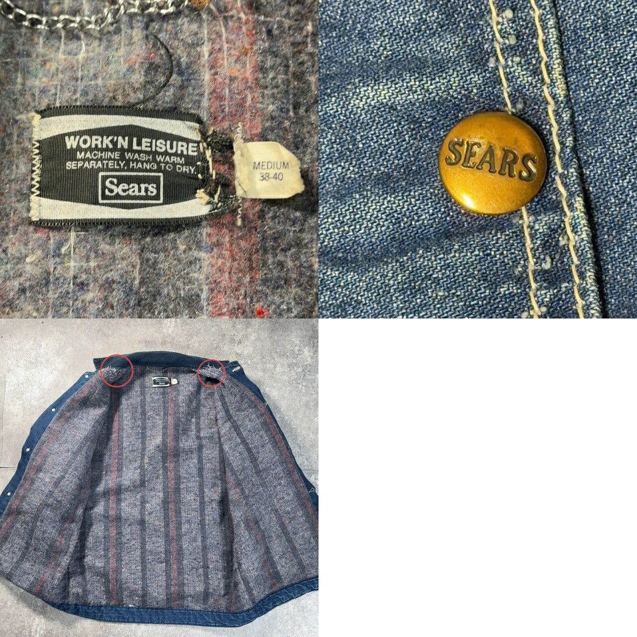 Sears 70s Work Leisure Blanket Lined Denim Coverall Jacket Size M
