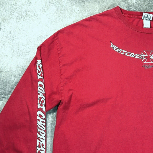 West Coast Choppers 00s Faded Red 4-Print Long Sleeve Tee Size 3XL