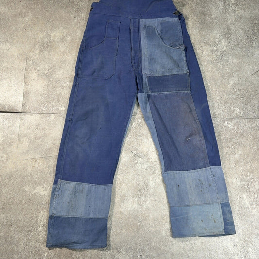 Unknown 50s-60s French Moleskin Patchwork Overalls Vintage