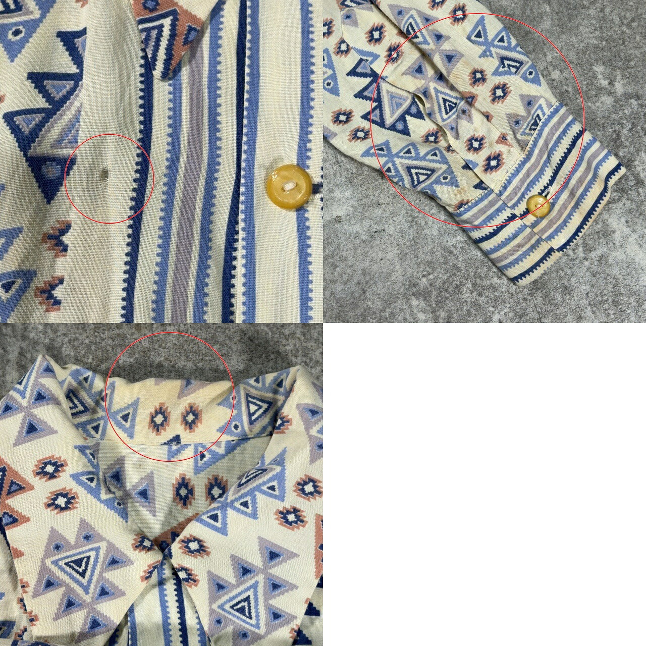 ITG 40s Vintage Geometric Open Collar Shirt Size L