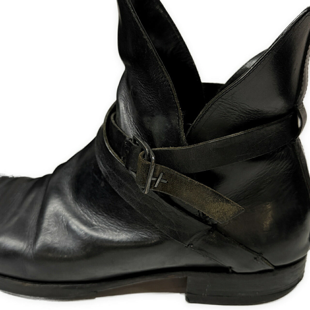 m.a+ Vacchetta Leather Silver Staple Boots Black Size EU 42