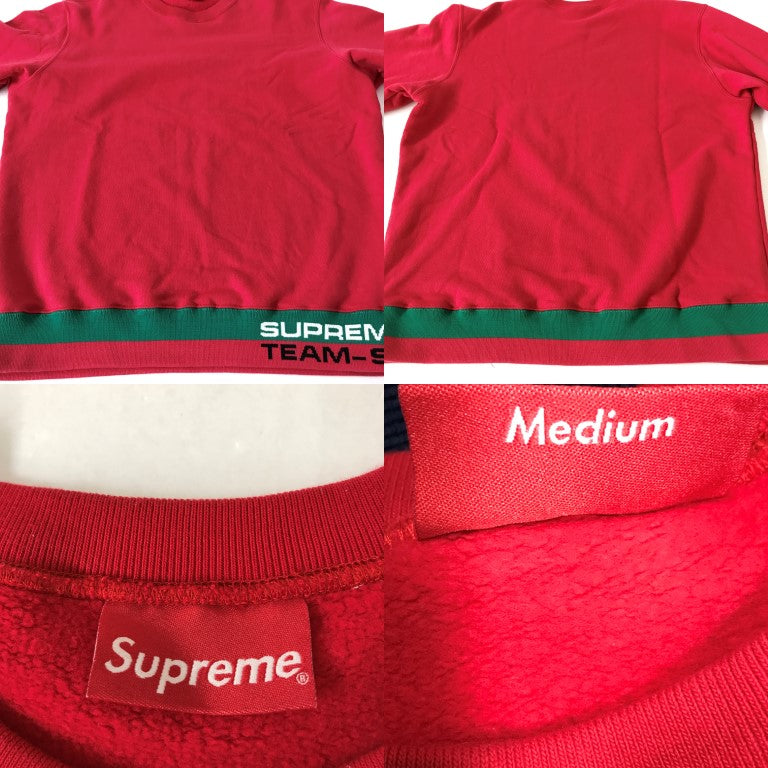 Supreme Rib Stripe Crewneck Sweatshirt Red Size M