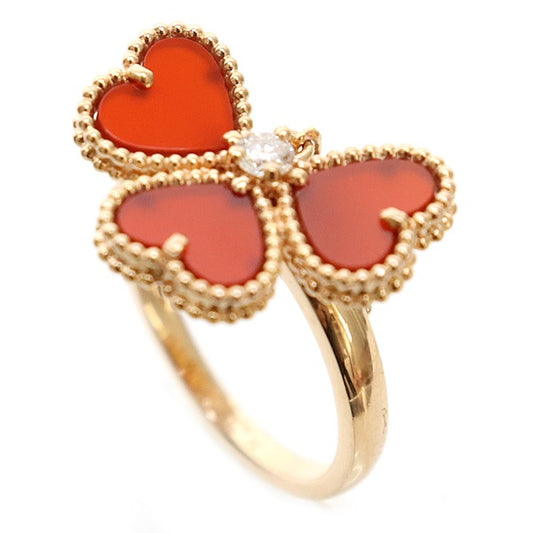 VanCleef Sweet Alhambra Carnelian 18K Pink Gold Ring Size 52