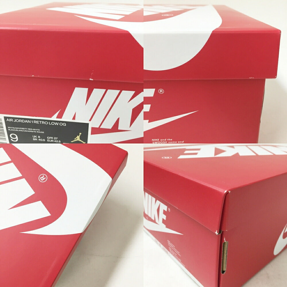 NIKE Air Jordan 1 Retro Low OG White/Red Sneakers Size 9
