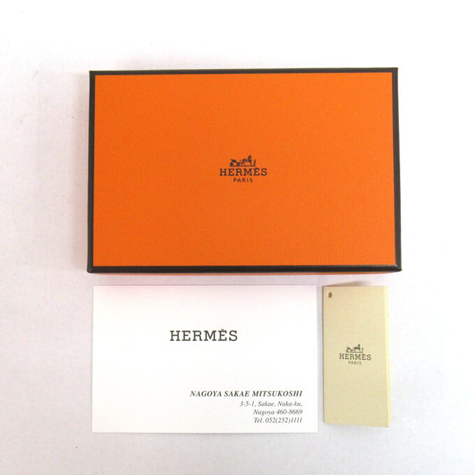 HERMES Calvi Brown Leather Card Case Size ONE SIZE