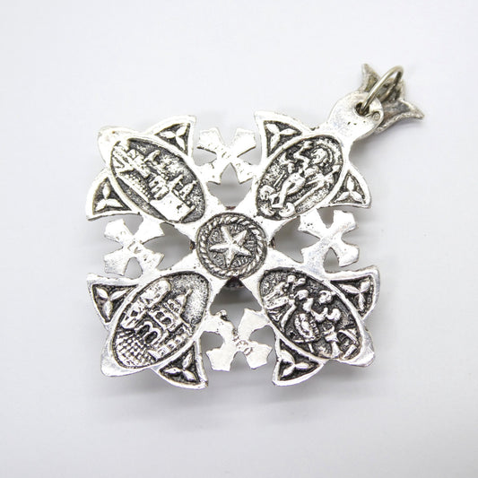 Unknown Vintage Jerusalem Cross Blue Stone Pendant