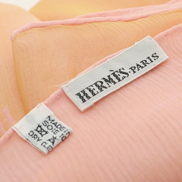 HERMES Orange Pink Silk Muslin Scarf Size ONE SIZE