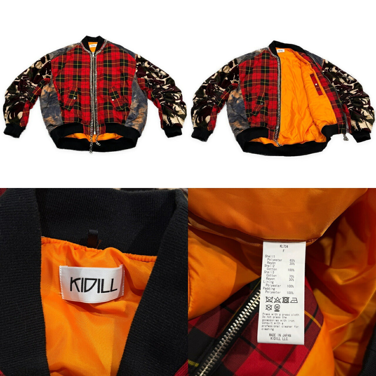 KIDILL ANARCHY Smiley Chain Paneled Bomber Jacket Free Size