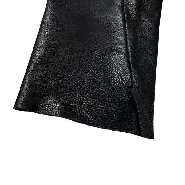 Obscur Cow Leather Hook Fly Side Slit Casual Pants Black