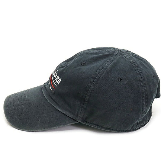 BALENCIAGA 2017 Campaign Distressed Logo Cap Black Size L