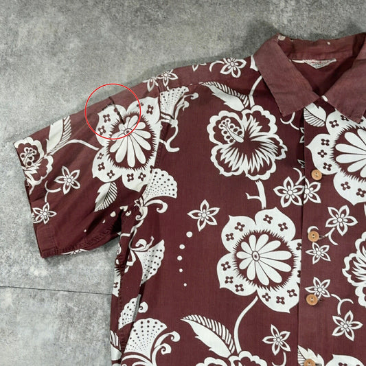 KAMEHAMEHA 60s Cotton Hawaiian Aloha Shirt Brown Size M