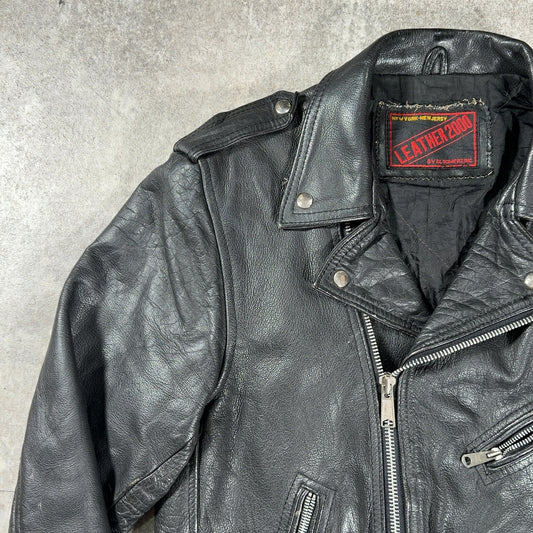 LETHER 80s-90s Double Riders Jacket Black