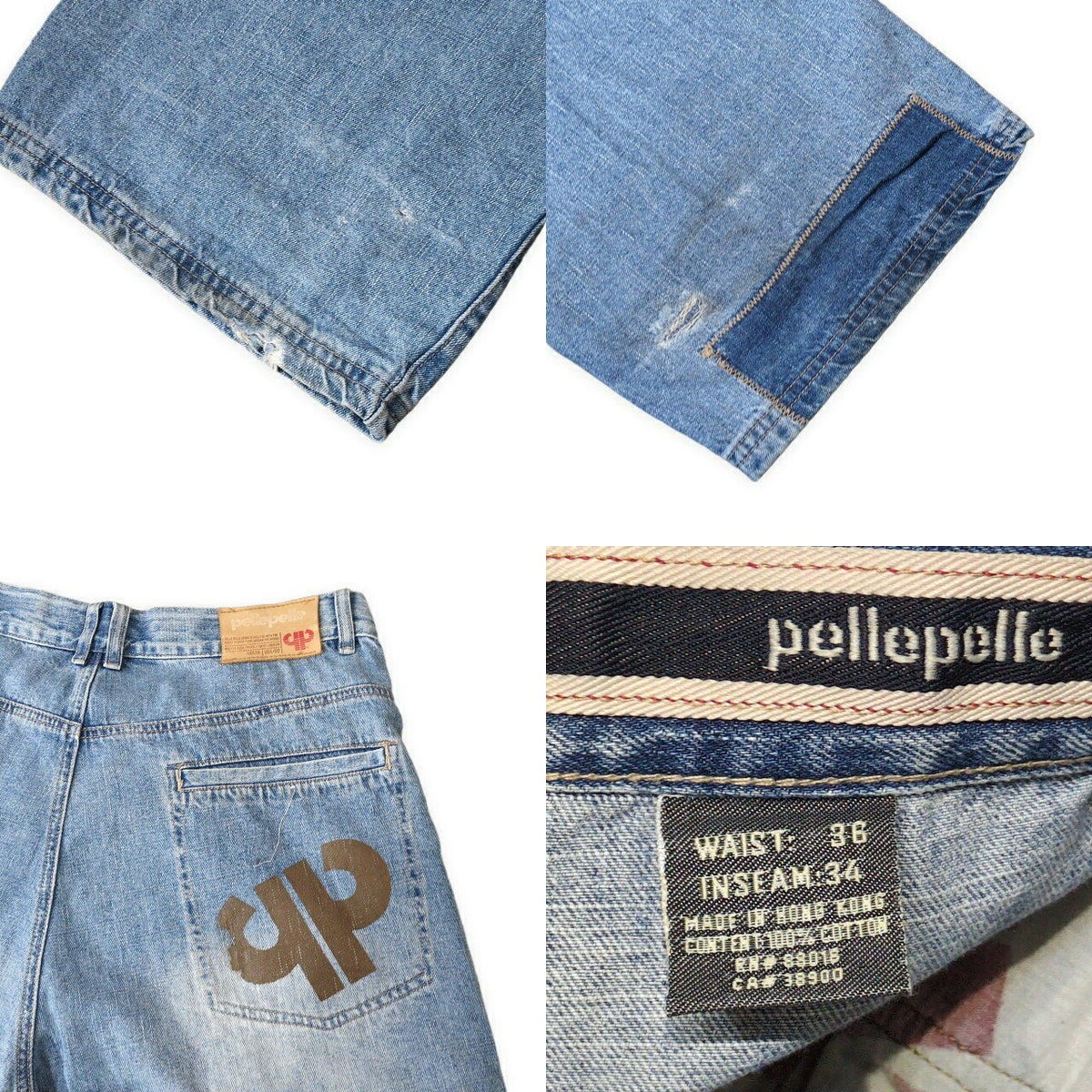 HIPHOP Pelle Pelle 00s Patchwork Baggy Denim Blue Size W36