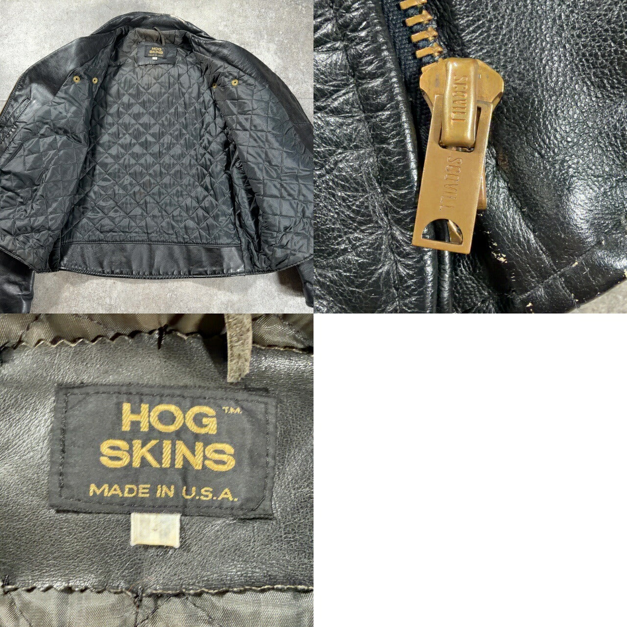 HOG SKINS 70s Vintage Fringe Double Leather Jacket