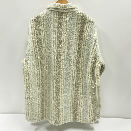 STUSSY Stripe Sherpa Shirt Jacket Beige Size M