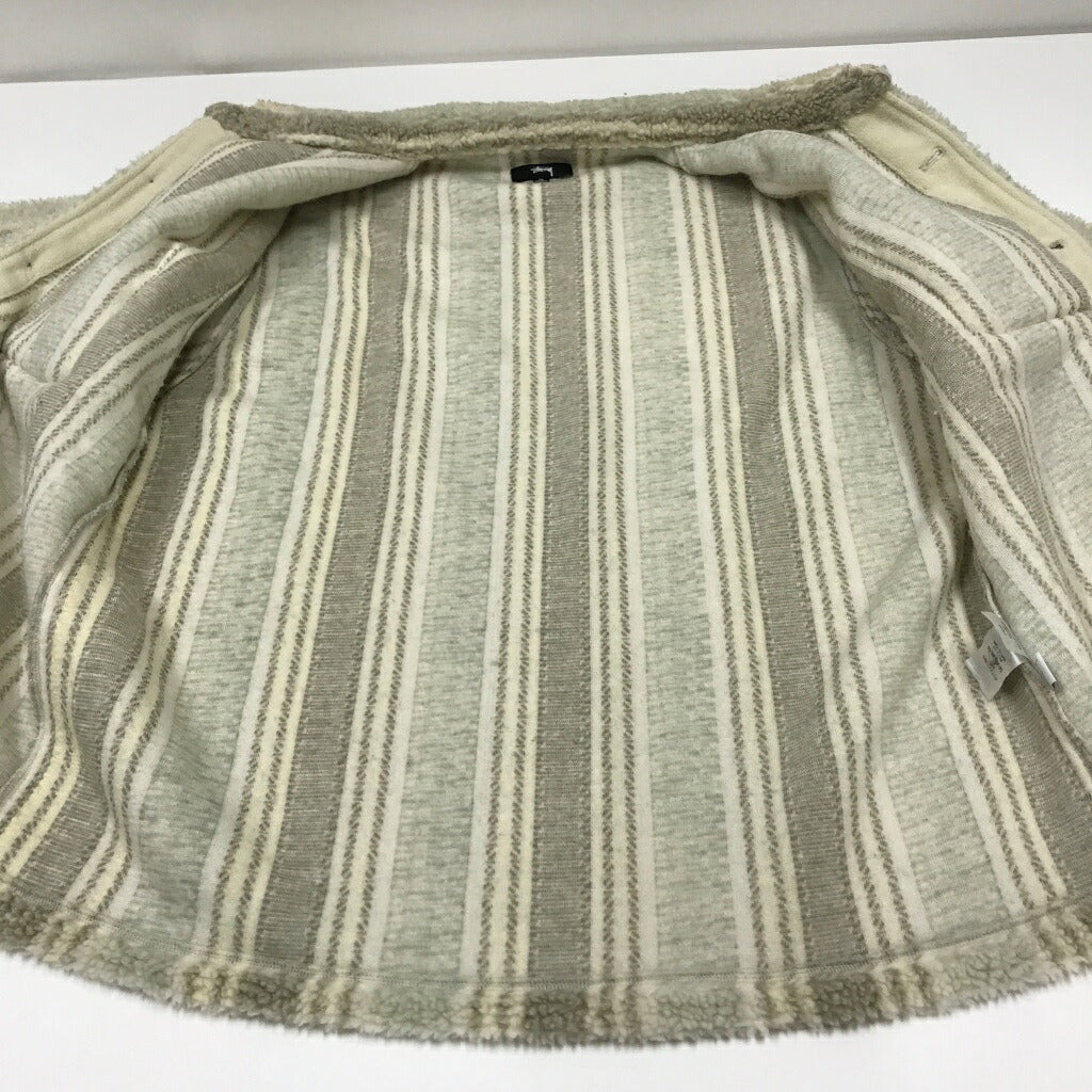 STUSSY Stripe Sherpa Shirt Jacket Beige Size M