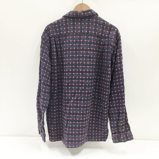 STYLE EYES Long Sleeve Open Collar Shirt Navy Red Size L