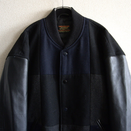 SKOOKUM x monkey time Melton Leather Varsity Jacket Size S