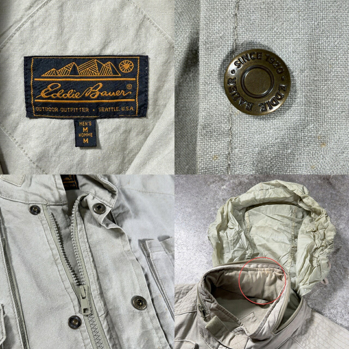 EDDIE BAUER 80s 90s Vintage Fishing Jacket Beige Size M