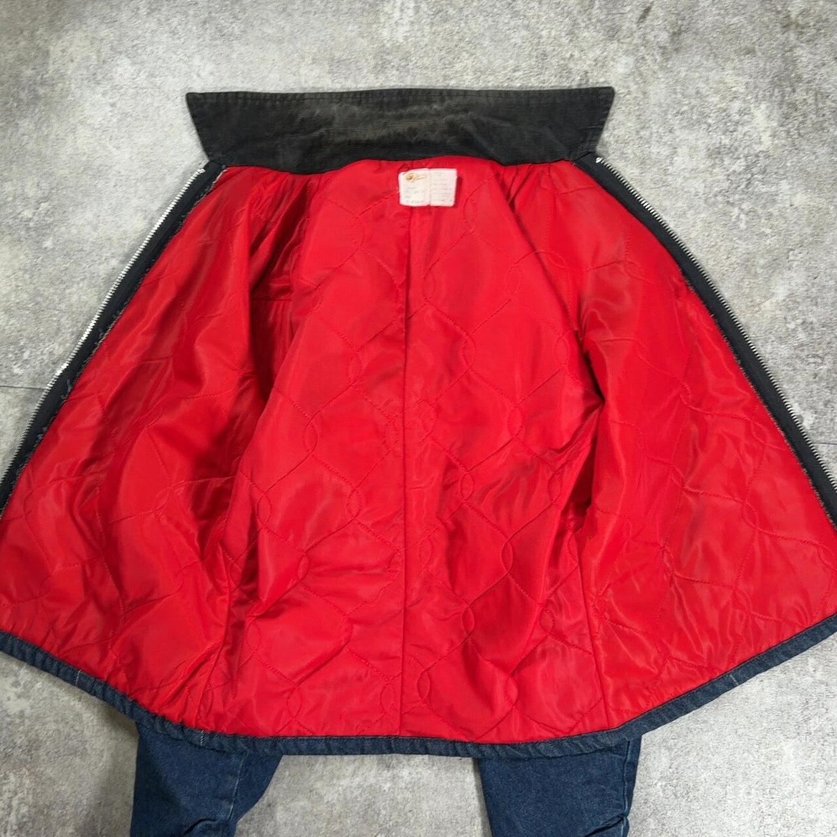 KEY KEY 80s Blue Corduroy Collar Denim Jacket Size 40