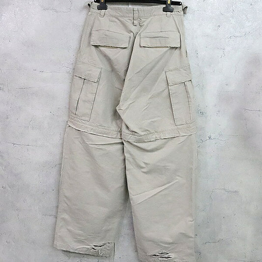 BALENCIAGA Distressed Large Cargo Pants Beige Size 44