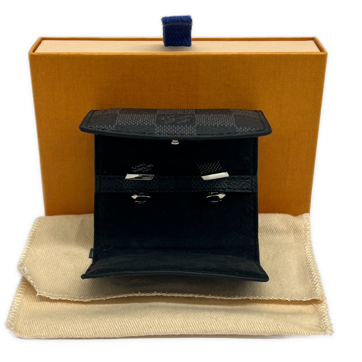 LOUIS VUITTON Damier Silver Cufflinks Made in Italy