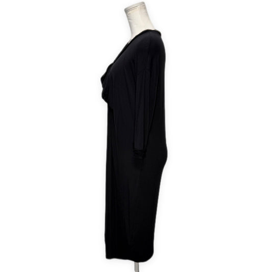 LANVIN 08AW Viscose Silk Gathered Drape Dress Black Size S