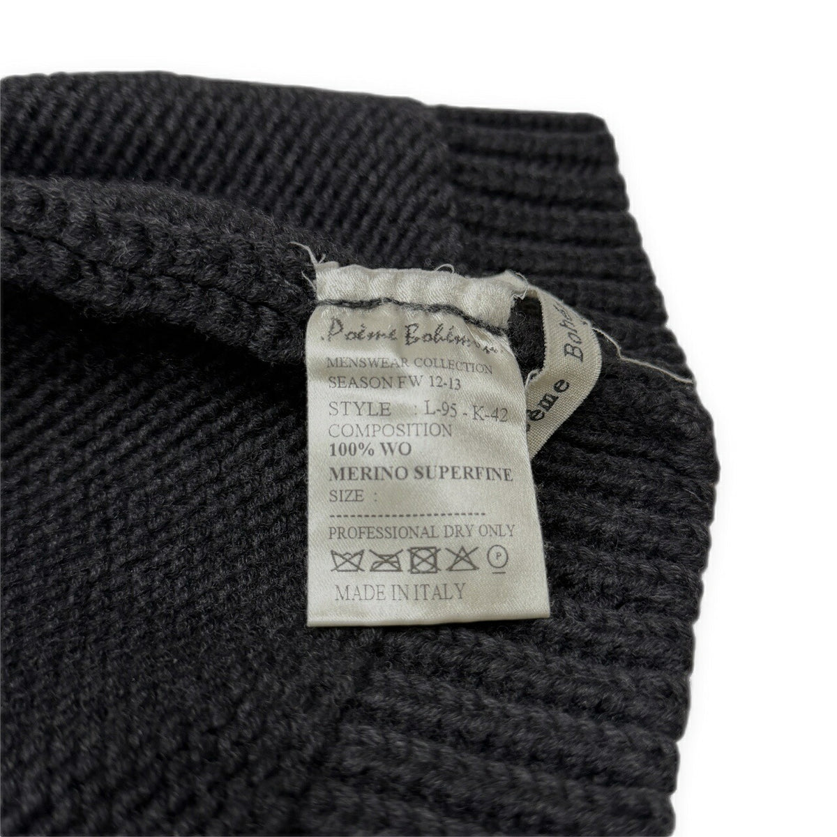 Poeme Bohemien 12AW Superfine Merino Wool Beanie Gray