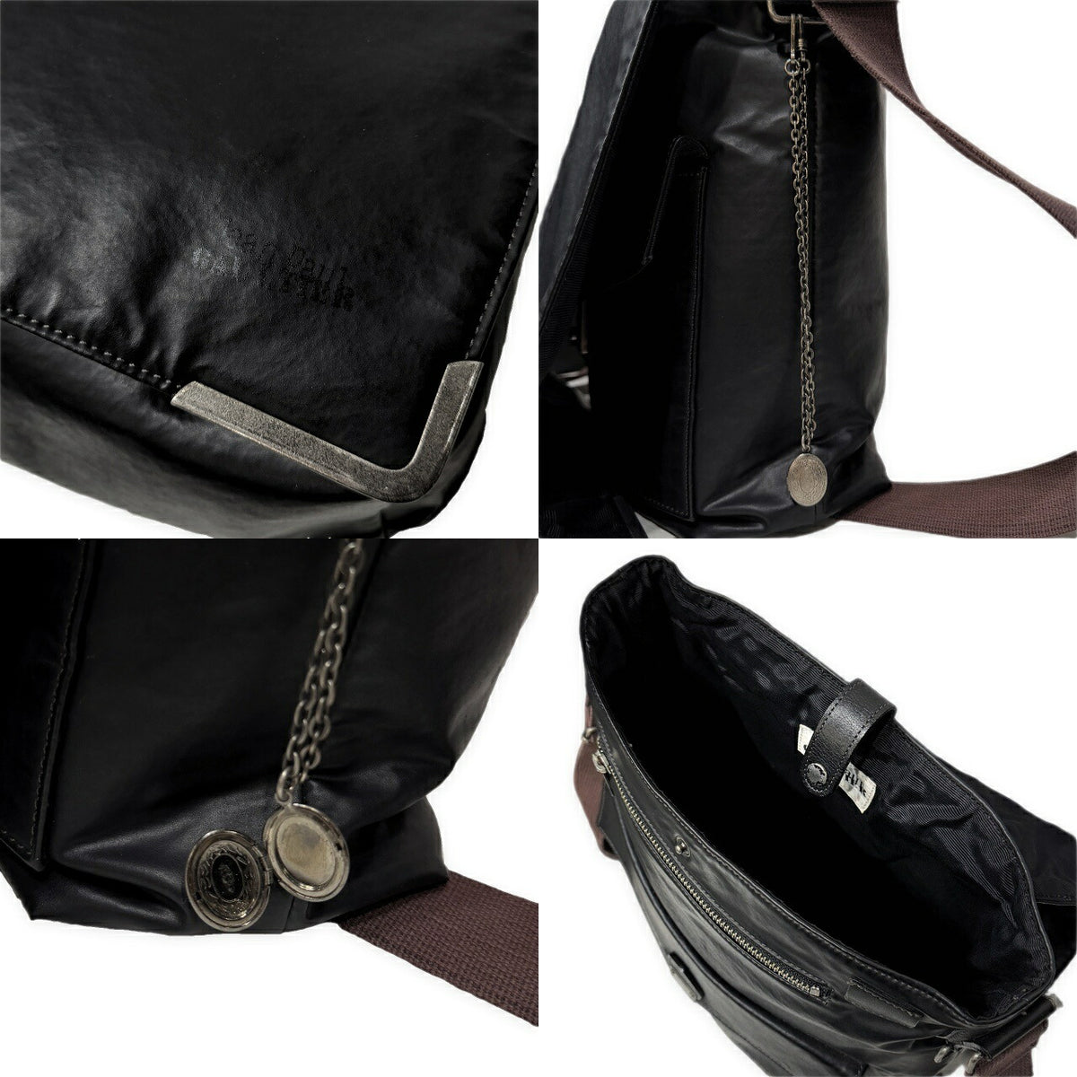 Jean Paul GAULTIER 90s Archive Logo Print Shoulder Bag Black