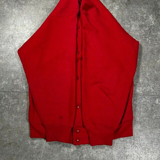 Champion 80s Reverse Weave Snap Sweat Cardigan Red Sweatshirt Size SMALL