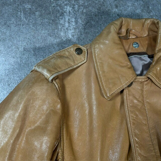 Schott 80s/90s A-2 Type Leather Flight Jacket Camel Size 34