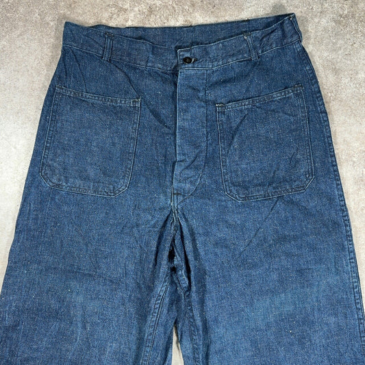 U.S.NAVY 50s Vintage Sailor Denim Pants Blue Size W32