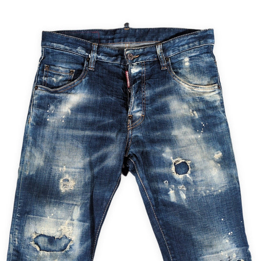 DSQUARED2 Skater Distressed Slim Jeans Blue Size 44
