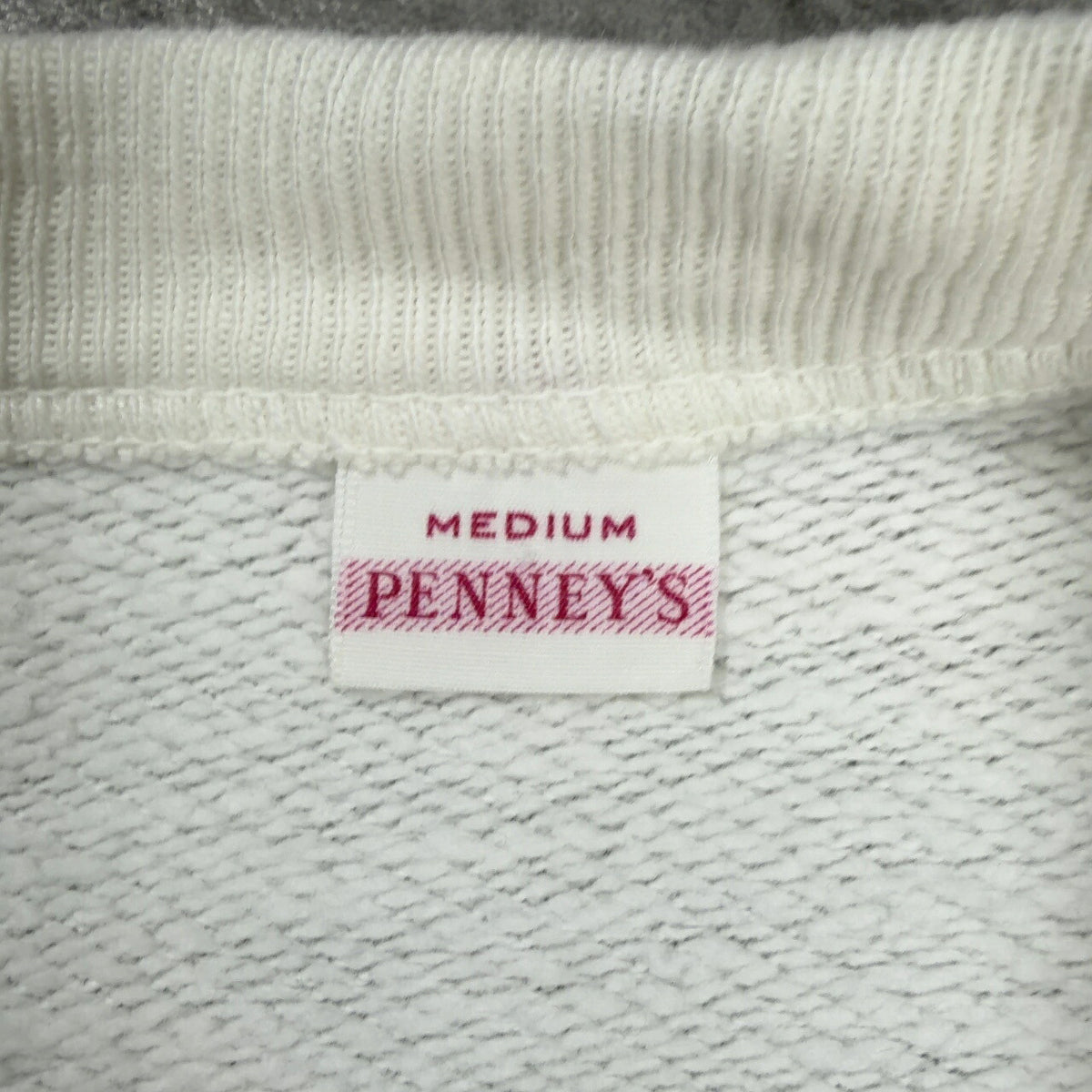 PENNEY'S 50s Inset V-Gusset Set-In Sweatshirt White Size M