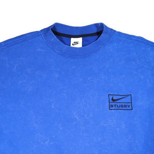 NIKE x Stussy Blue Acid Wash Crewneck Sweatshirt Size S