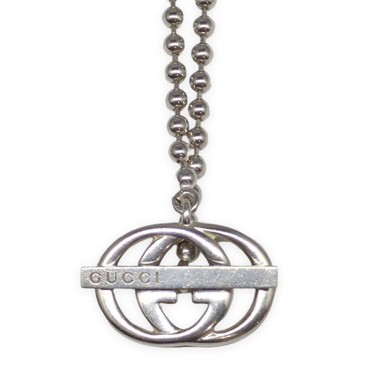 GUCCI Silver GG Ball Chain Necklace Sv925