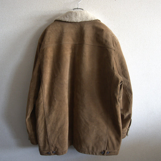 OLD GAP Suede Leather Sherpa Jacket Brown Size XL