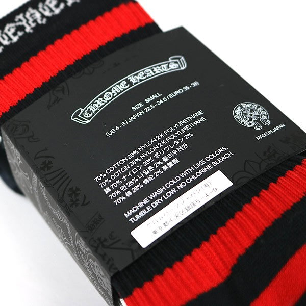 CHROME HEARTS Red White Black Striped Socks Set Size S