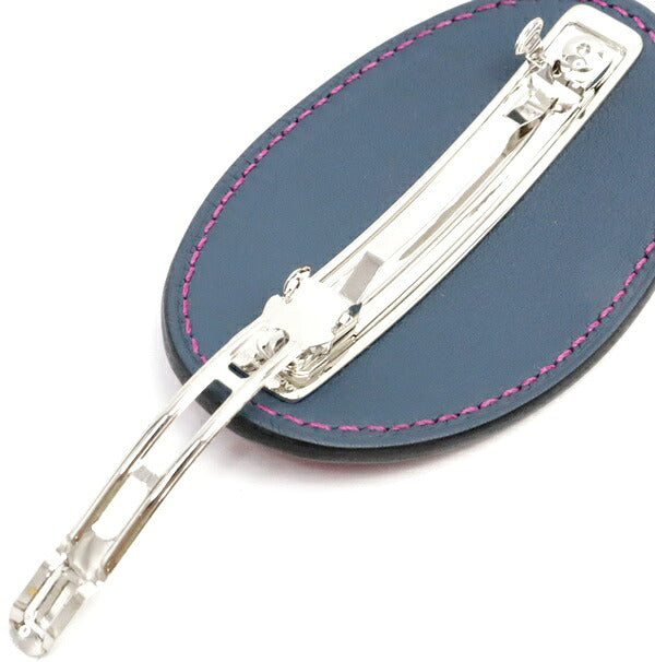 HERMES Rose Purple Crocodile Silver Hardware Barrette