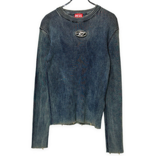 DIESEL K-DARIN-D A14848 Blue Cutout Rib Knit Sweater Size S