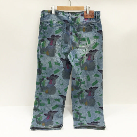 Supreme All Dogs Go To Heaven Loose Fit Jeans Blue Size 36