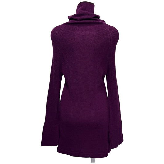 Y's Wool High-Neck Slit-Sleeve Knit Sweater Purple Size 3